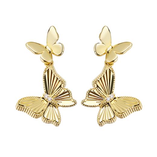 Oflye潮流饰品  耳坠大小双蝴蝶造型耳环精致轻奢高级感耳钉新款 商品图4