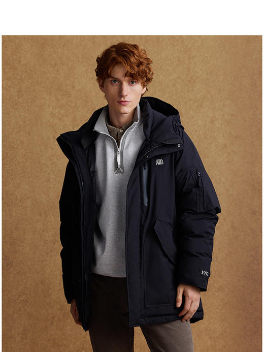 Teenie Weenie小熊男装简约连帽羽绒服男冬季TNJD244V01K 商品图0