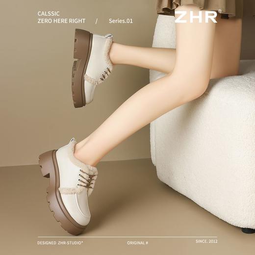 ZHR加绒乐福鞋女2024新款冬季厚绒保暖包跟棉鞋通勤ins厚底单鞋女 商品图8