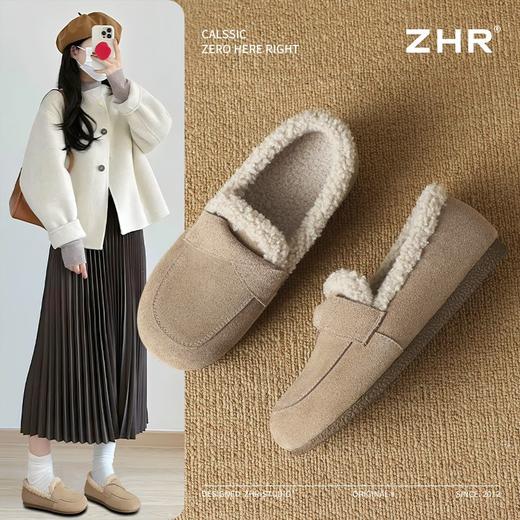 ZHR则则平底毛毛乐福鞋女2024新款冬季气质超软女鞋加厚加绒鞋子 商品图2