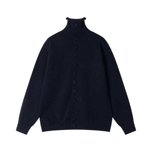 MY203秋冬新款男士纯色纽扣老钱风宽松净版纽扣半高领设计长袖针织上衣 商品图1