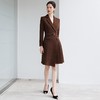 IWY/可可棕色西装连衣裙女春秋新款正式场合职业裙绑带显瘦长裙24Q665-K 商品缩略图1
