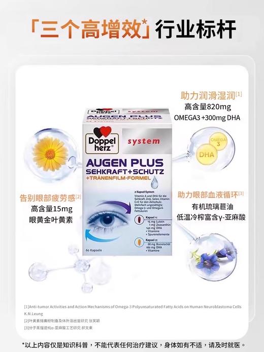 【德国双心】琉璃苣鱼油叶黄素胶囊60粒 三盒装 商品图3