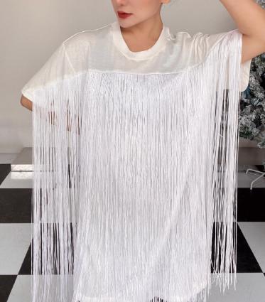 【内购不退换】【白XS1】臣禾流苏T恤 9197840534 商品图2