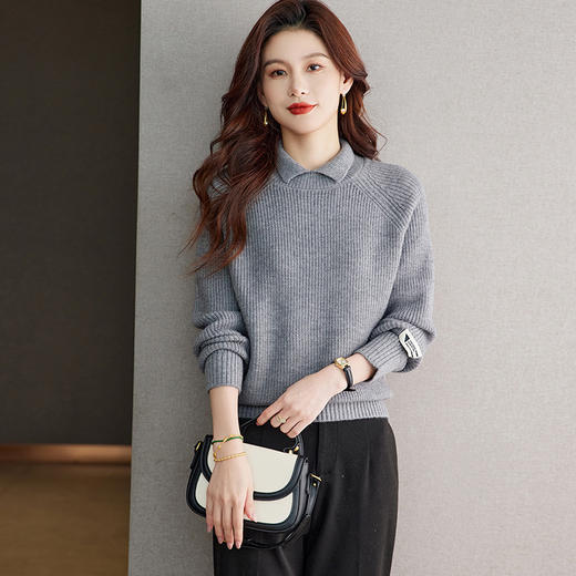 CC-ML-5288娃娃领宽松毛衣打底衫女秋冬厚款洋气内搭小个子针织衫羊毛上衣女 商品图2