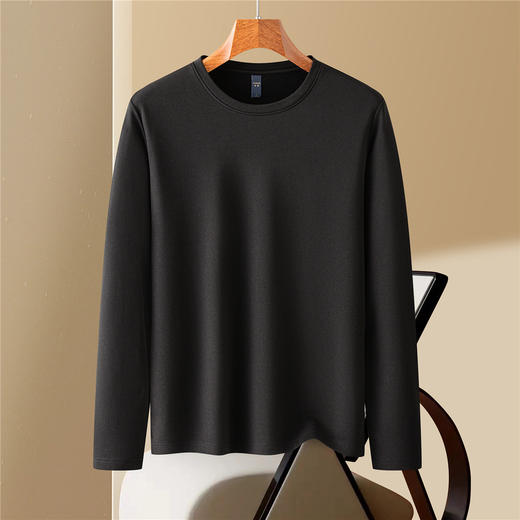 罗蒙男士加绒保暖秋冬长袖T恤含羊毛蚕丝双面磨毛长袖t恤男打底衫 商品图9