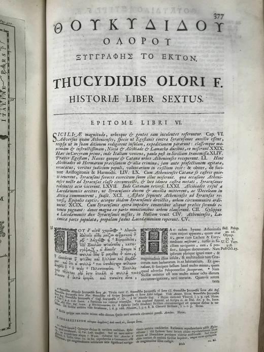 【拉丁语】41*28cm！含藏书票！1745年 修昔底德《伯罗奔尼撒战争史》 2幅版画插图2幅展开地图 全犊皮精装 商品图10
