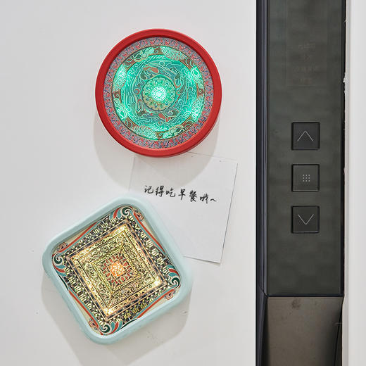 敦煌系列 藻井纸雕 飞天纸雕 分层冰箱贴小夜灯 商品图1