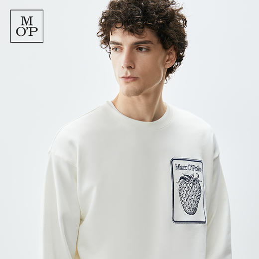 Marc O'Polo/MOP 秋季新款简约质感刺绣宽松纯棉圆领卫衣男士 商品图4