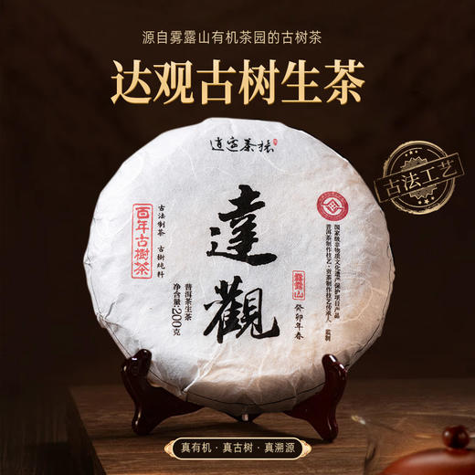 好物甄选 逍遥古树茶 达观 2023年古树纯料生茶 百年古树 普洱茶 饼茶 200克/饼 商品图0
