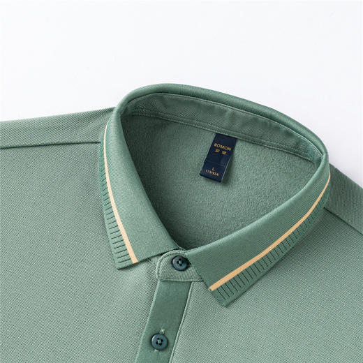 罗蒙男士秋冬Polo衫加绒保暖含羊毛蚕丝双面磨毛撞色领商务长袖polo衫男t恤 商品图4