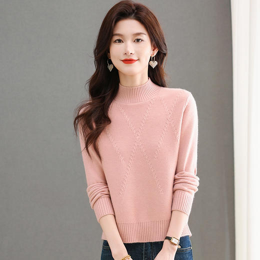 CC-tbrk-58129高腰短款小个子套头毛衣女士秋冬时尚半高领打底内搭纯色针织上衣 商品图2