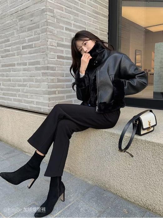 2.26之后发！买就送打底袜！满分王炸裤【蓓米莉Bimilie加绒烟管裤】版型太好了，修饰腿型超绝🔥内里加绒，狠狠锁住温暖 ✅高腰烟管九分裤型，遮胯显瘦，显腿直 ✅裤子四面弹超舒适，版型遮肉不挑人！ 商品图2