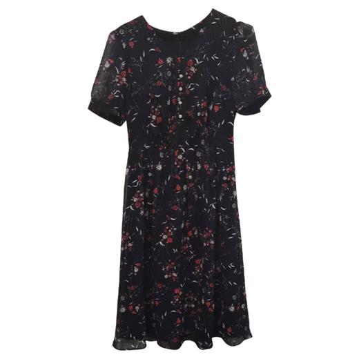 VIVIAN LIU TD2434121夏女装新款圆领印花收腰短袖长款连衣裙 商品图4