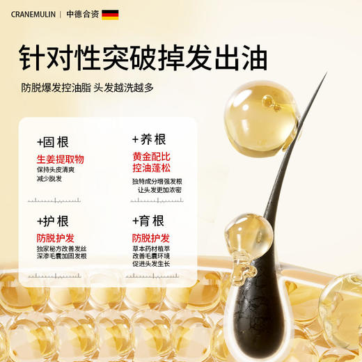 【买一送一】全新升级第三代克兰慕林防脱发洗发水侧柏叶咖啡因防脱固发植物成分去油净头皮水油平衡清洁油脂260ml/瓶 商品图3