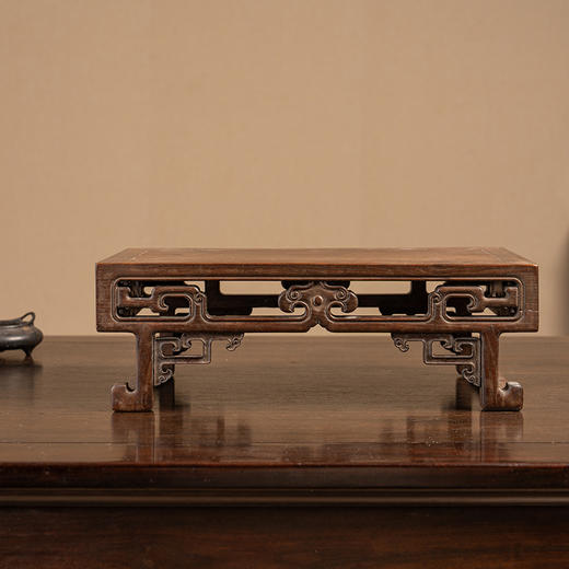 清 柞榛木透雕拐子如意纹案中案摆件 商品图0