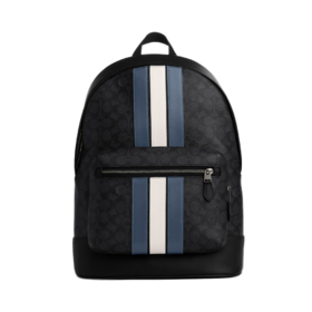 COACH蔻驰 WEST 32 条纹拼色拉链开合  双肩包