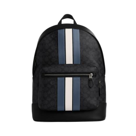 COACH蔻驰 WEST 32 条纹拼色拉链开合  双肩包 商品图0