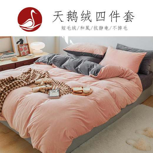 【天鹅绒双拼四件套】天鹅绒双拼四件套秋冬保暖绒布四件套秋冬4件套-双拼 商品图0