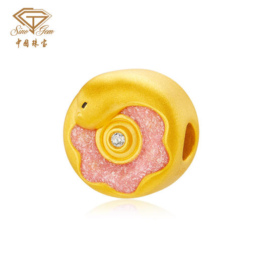 蛇年生肖“甜美小龙”足金转运珠 黄金甜甜圈转运珠 商品图0