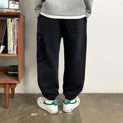 徐太浪美式复古水洗重磅纯棉卫裤男秋冬加绒加厚磨毛工艺束脚长裤 商品图3