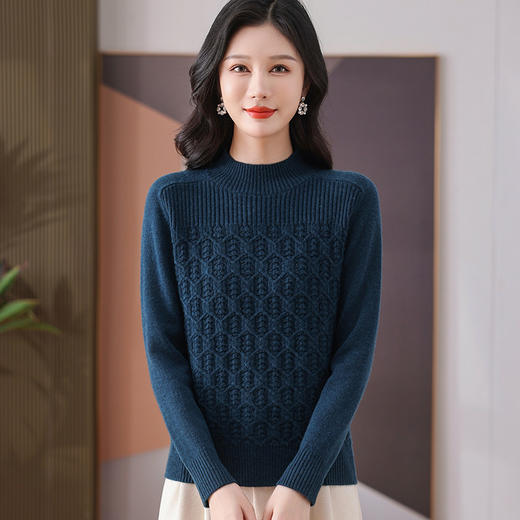 CC-101-59052短款毛衣女冬季显瘦半高领内搭时尚厚款保暖上衣女羊毛针织打底衫 商品图3
