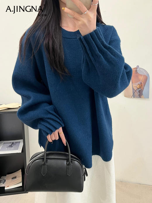 【定染新色】阿菁娜节日氛围圆领廓版套头毛衫F29D302027 商品图2