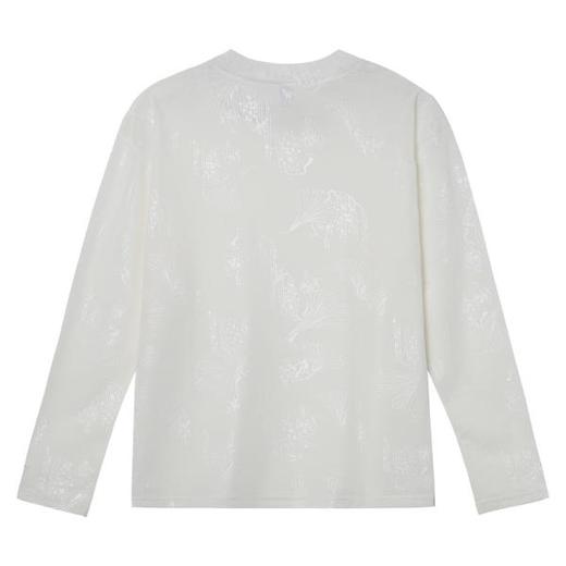 T542潮流时尚高级感中国风植物提花青少年长袖T恤休闲宽松打底 商品图1