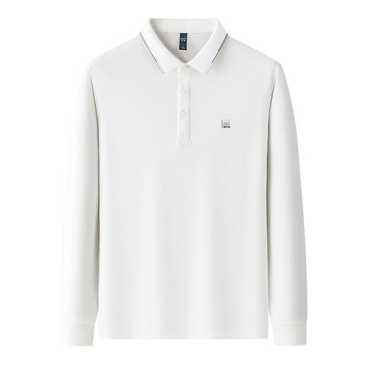 罗蒙秋冬保暖男士长袖Polo衫含羊毛蚕丝双面磨毛休闲百搭polo衫男长袖t恤男 商品图1