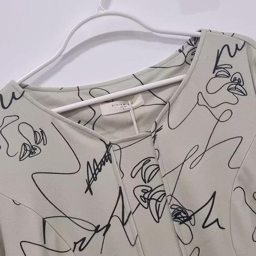 VIVIAN LIU Y2257403秋女装新款方V领宽松长袖印花针织连衣裙 商品图2