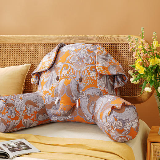 橙绿大象多功能腰靠软包大靠背卧室榻榻米护腰枕沙发飘窗可拆洗 商品图5