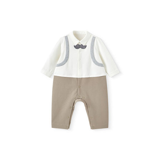 【商场同款】英氏婴儿衣服春夏长袖棉麻透气男童连体衣假两件爬服 商品图4