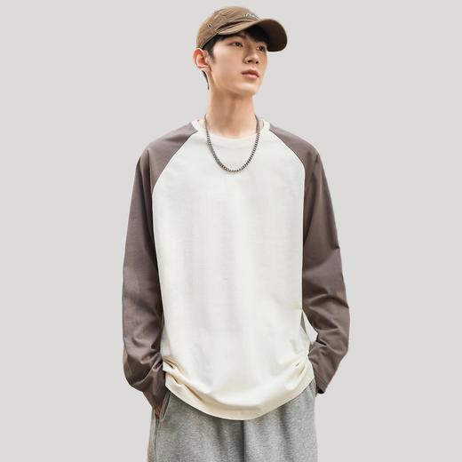 【GZ】无忧购美式拼接插肩长袖230g纯棉宽松休闲打底衫DLL-0001（截单后7天发货)25年清仓捡漏 商品图4