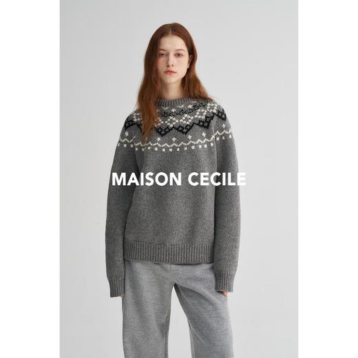 MAISON CECILE北欧风格du家设计图案费尔岛高克重羊毛毛衣 商品图3