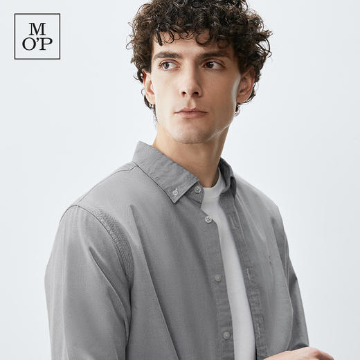 Marc O'Polo/MOP【品牌经典系列】纯棉斜纹磨毛高级感长袖衬衫男 商品图4