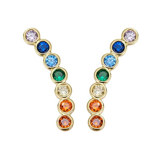 Oflye潮流饰品   彩虹色多钻耳排多巴胺彩色耳钉女新款小清新轻奢甜美气质耳饰 商品图4