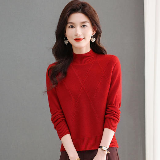 CC-tbrk-58129高腰短款小个子套头毛衣女士秋冬时尚半高领打底内搭纯色针织上衣 商品图0