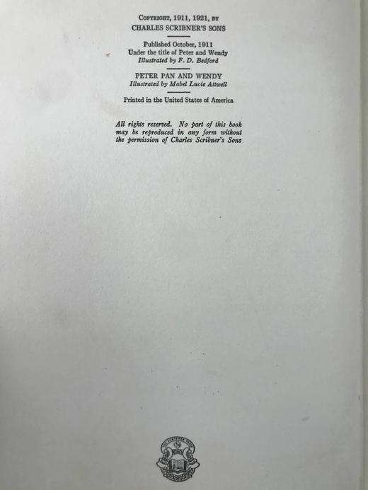 1932年 詹姆斯·巴利《彼得潘与温蒂》 28幅插图 布面精装18开 商品图4