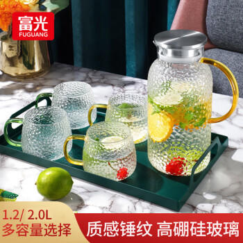 富光玻璃杯耐热玻璃凉水壶锤纹带把手大容量家用杯花茶杯子茶壶冷水壶 商品图5