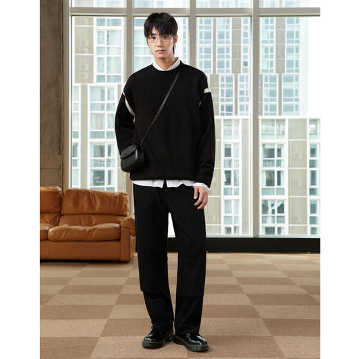 gxgjeans男装冬季青年男撞色休闲圆领毛衫潮 商品图2