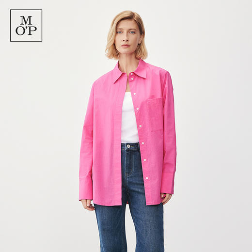 Marc O'Polo/MOP【100%棉】翻领府绸简约梨形长袖玫粉色衬衫女 商品图3