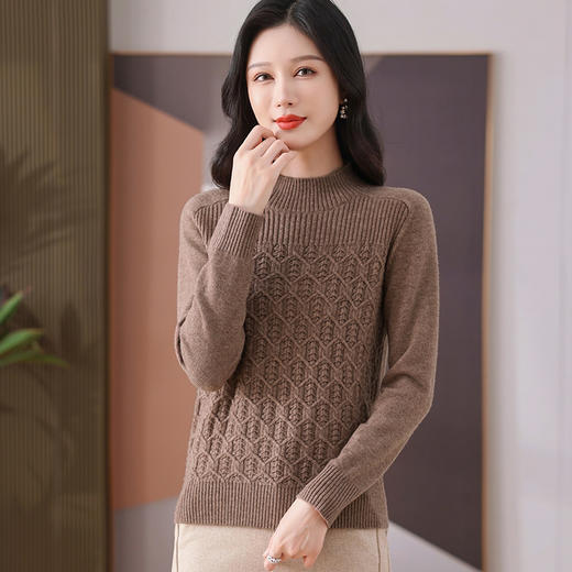 CC-101-59052短款毛衣女冬季显瘦半高领内搭时尚厚款保暖上衣女羊毛针织打底衫 商品图1