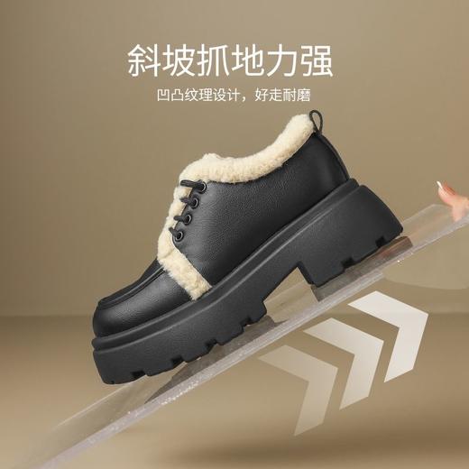 ZHR加绒乐福鞋女2024新款冬季厚绒保暖包跟棉鞋通勤ins厚底单鞋女 商品图4