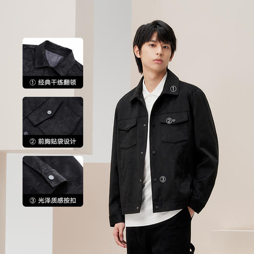 gxg.jeans男装  春季黑色满印翻领夹克JFD12100291 商品图1