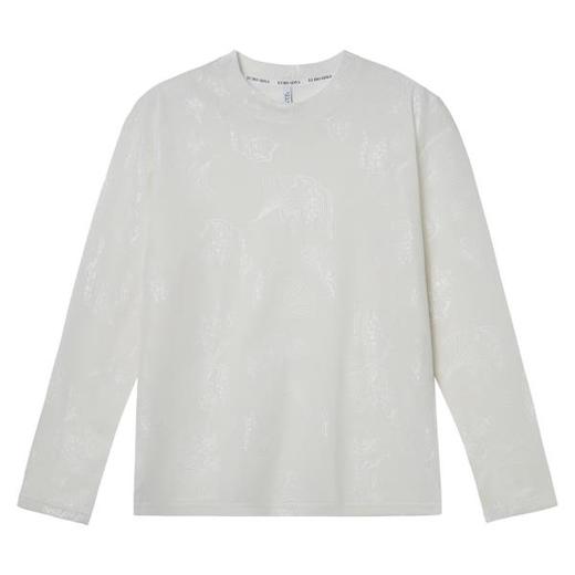 T542潮流时尚高级感中国风植物提花青少年长袖T恤休闲宽松打底 商品图0