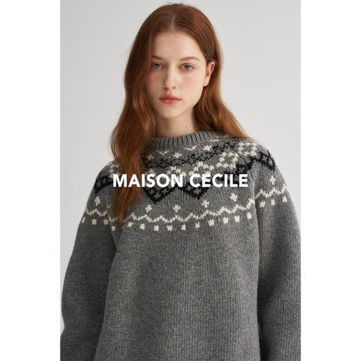 MAISON CECILE北欧风格du家设计图案费尔岛高克重羊毛毛衣 商品图1