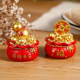 【可爱的造型！新年吉祥物】蛋糕装饰摆件聚宝盆好运钱袋树脂工艺品可爱摆件新年吉祥物装饰品。ry