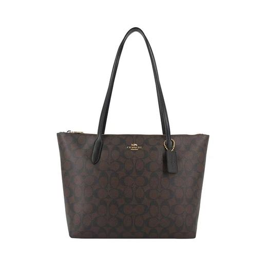 COACH蔻驰30老花托特包大号女款深棕色 商品图1