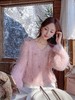 张心子【樱花白茶】仙女慵懒风宽松弹力手工羽毛毛衣 U2411095 商品缩略图2