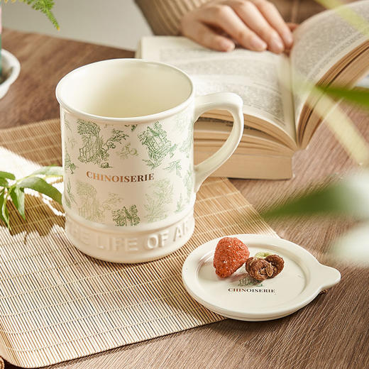 大英博物馆 东方梦境系列 花园秘境 复古浮雕带盖 马克杯 商品图1